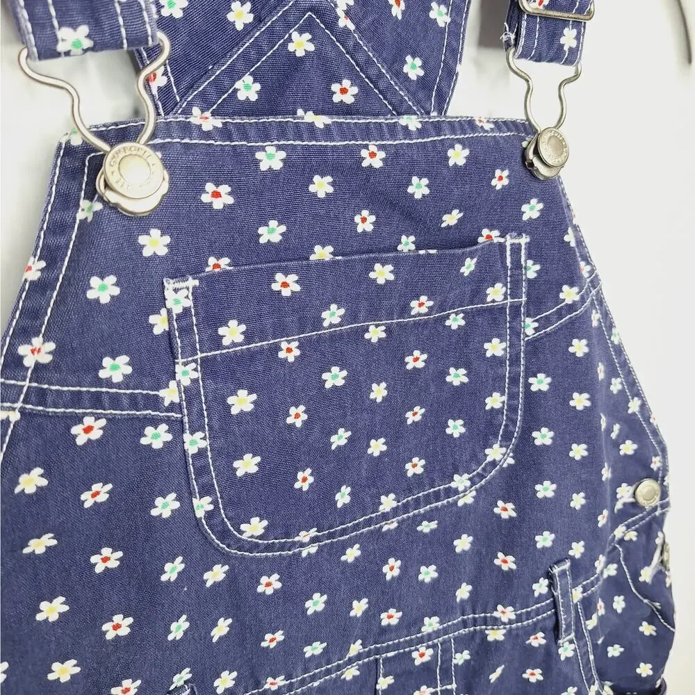 Vintage 90s Gymboree Daisy Overalls Girls 5/6 Floral Rainbow Tag Bibs Dungarees